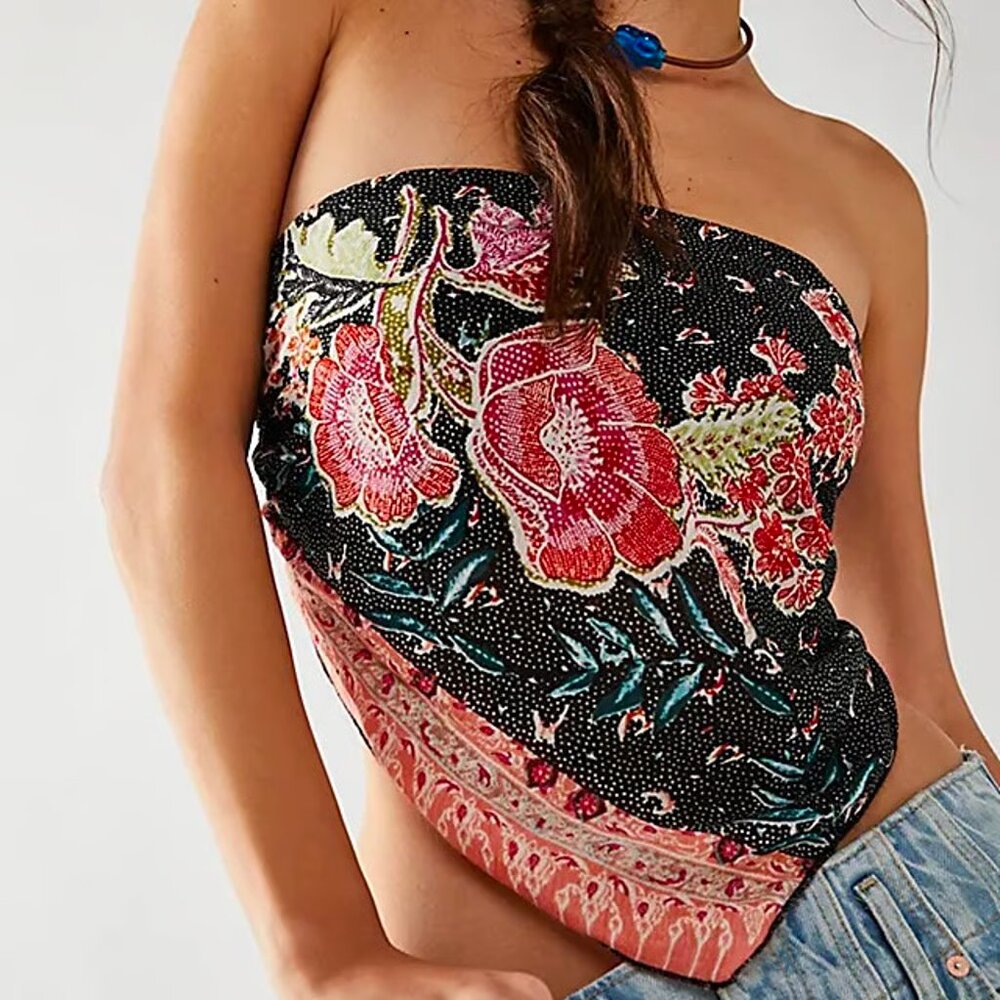 Free People FP One Raya Bandana Top Floral Printed Cropped Small